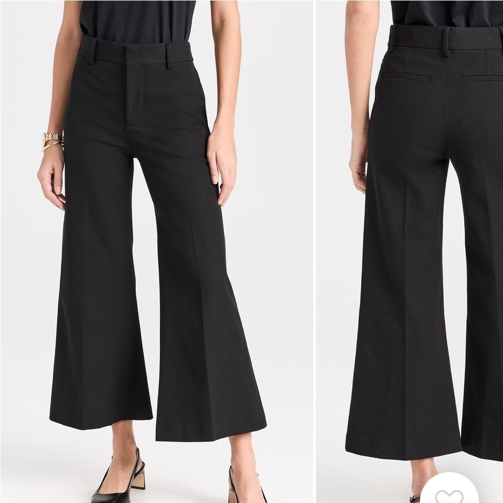 Frame Denim Black Cropped Wide-Leg Pants
